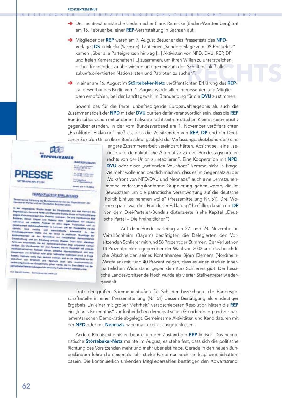 Seite 63 des Verfassungsschutzbericht 2004 Hessen