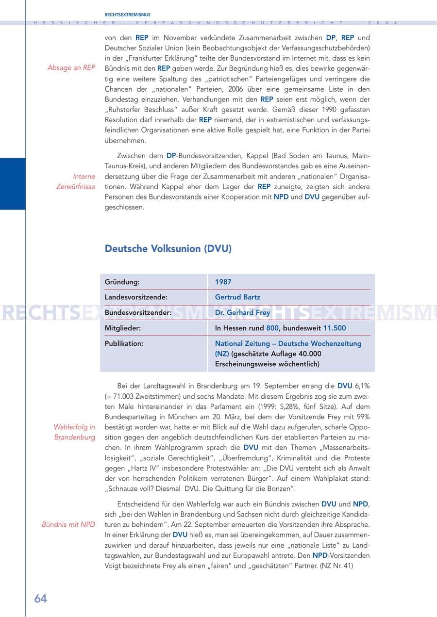 Seite 65 des Verfassungsschutzbericht 2004 Hessen