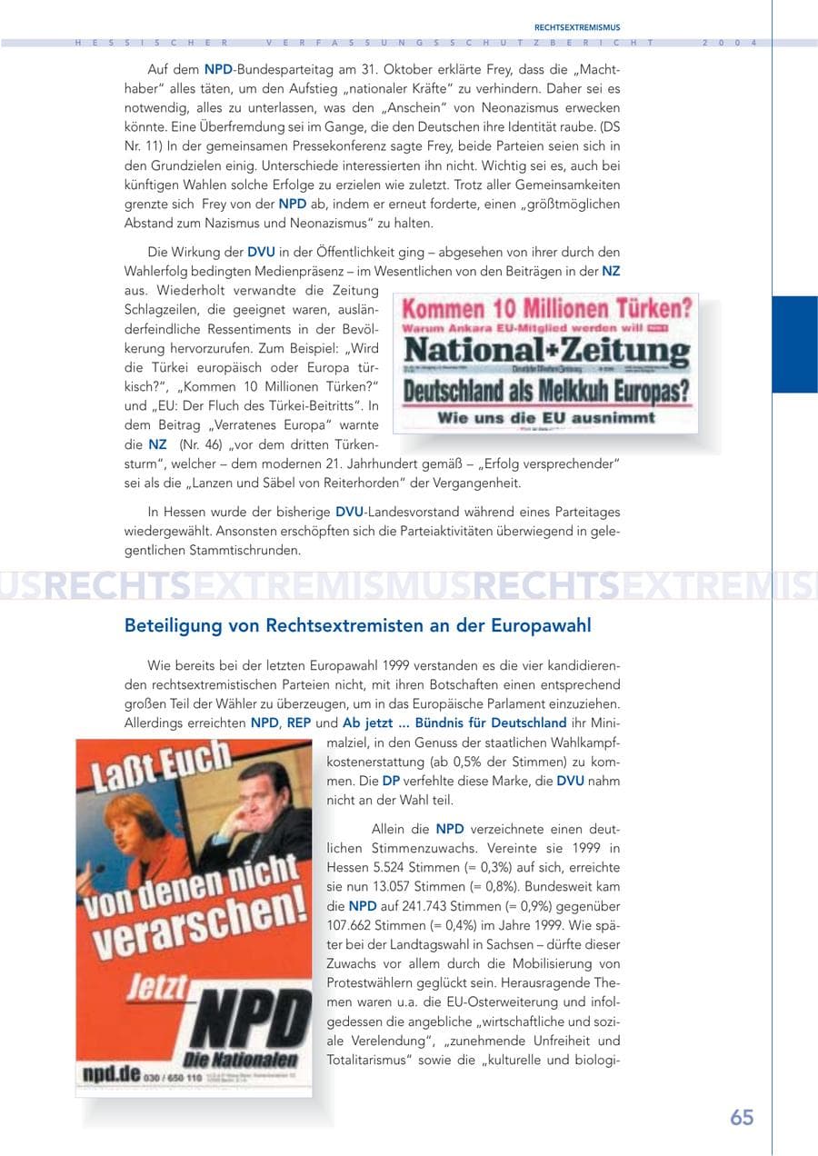 Seite 66 des Verfassungsschutzbericht 2004 Hessen