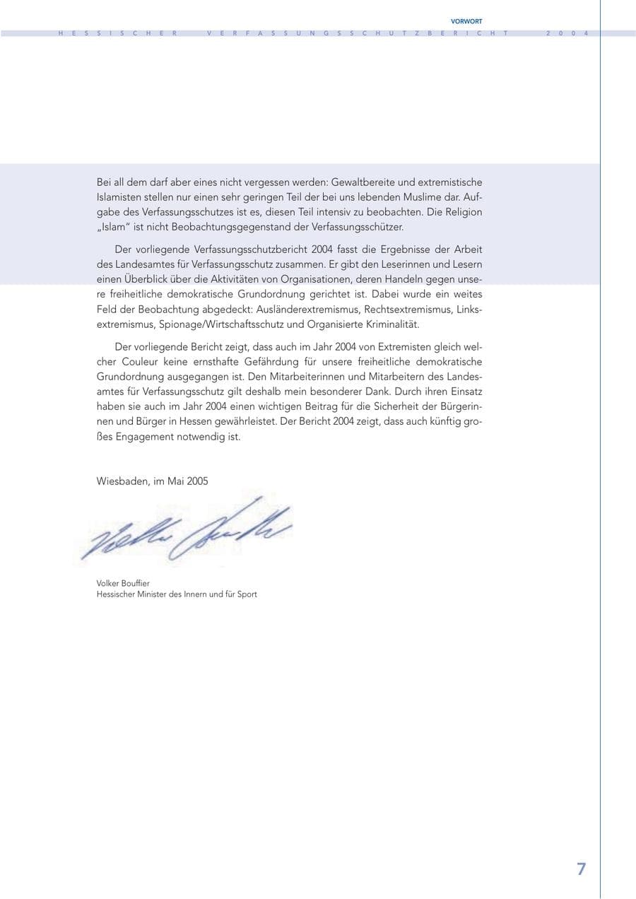 Seite 8 des Verfassungsschutzbericht 2004 Hessen