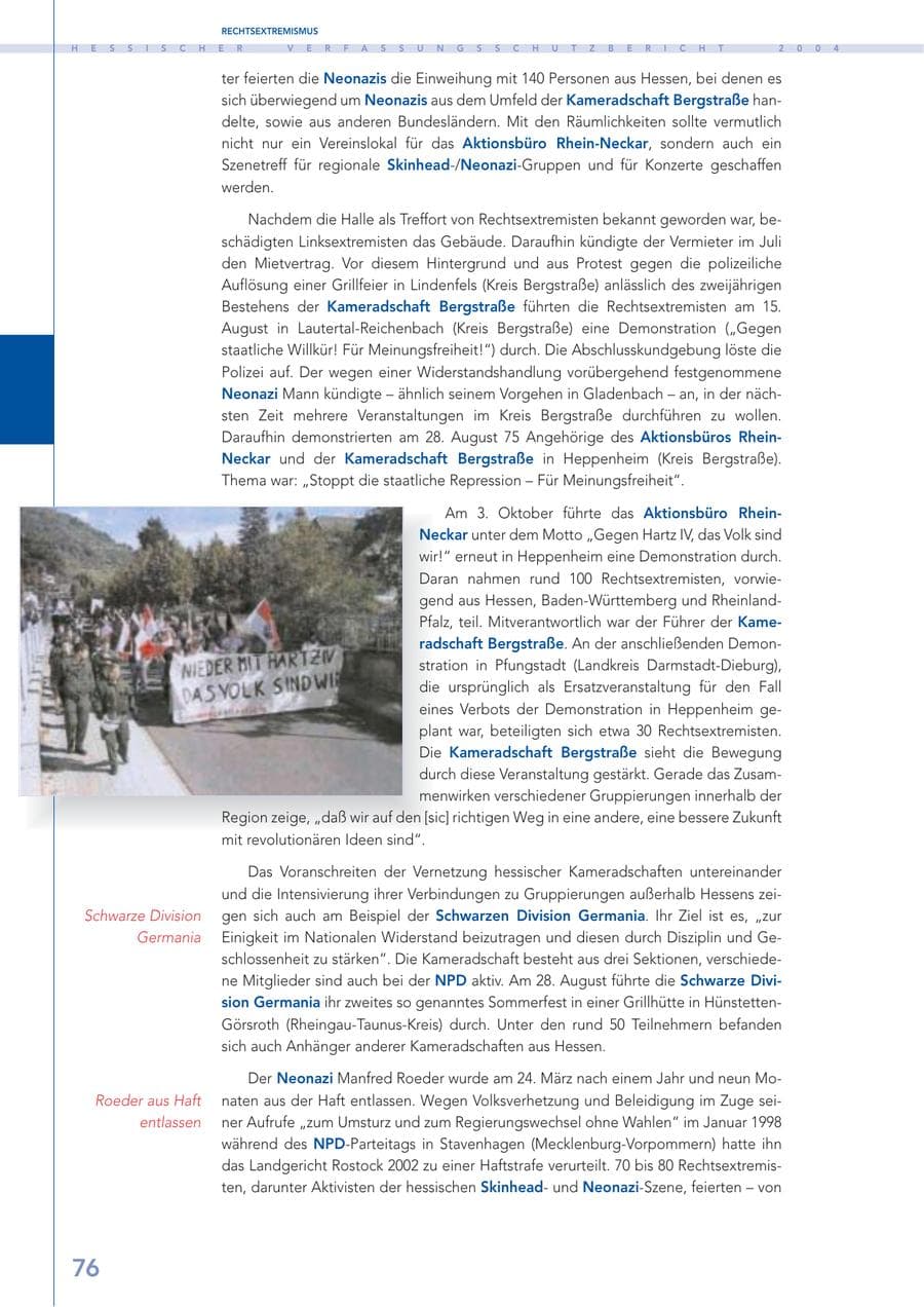 Seite 77 des Verfassungsschutzbericht 2004 Hessen