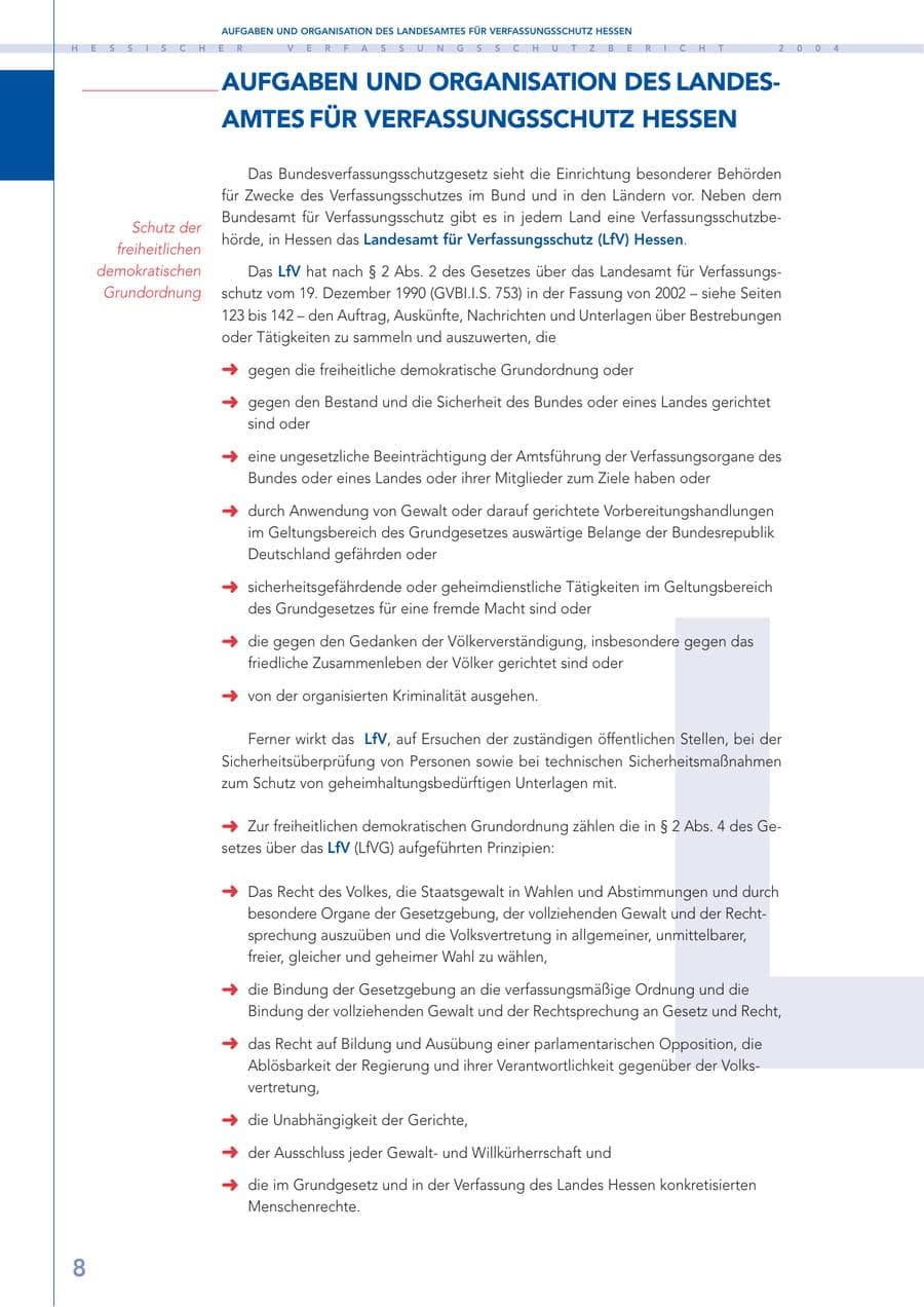Seite 9 des Verfassungsschutzbericht 2004 Hessen