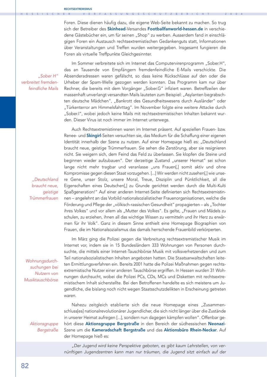 Seite 83 des Verfassungsschutzbericht 2004 Hessen