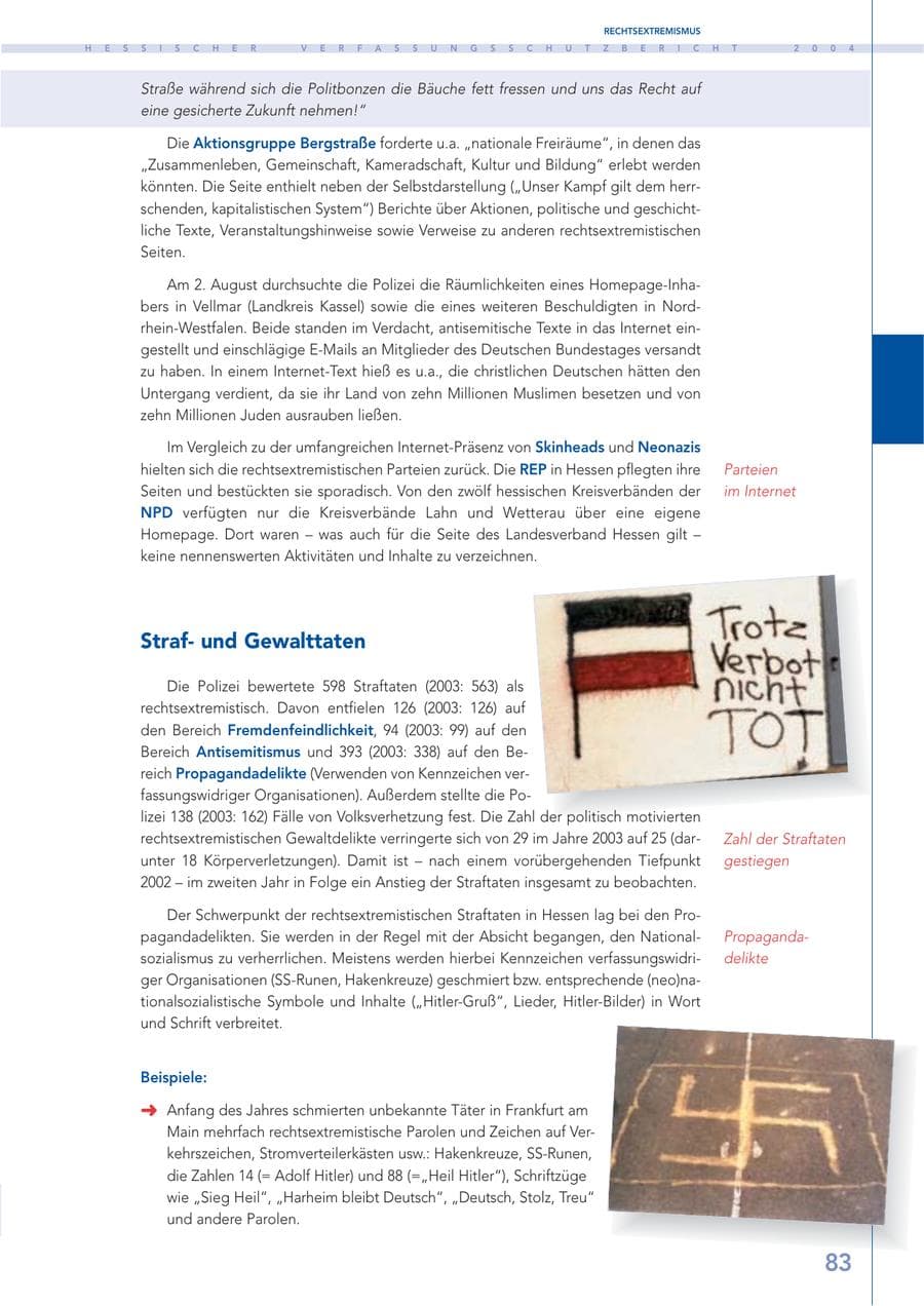Seite 84 des Verfassungsschutzbericht 2004 Hessen