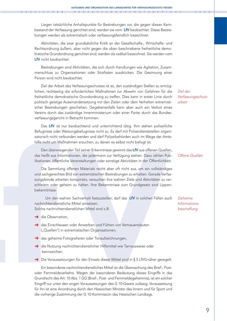 Seite 10 des Verfassungsschutzbericht 2004 Hessen