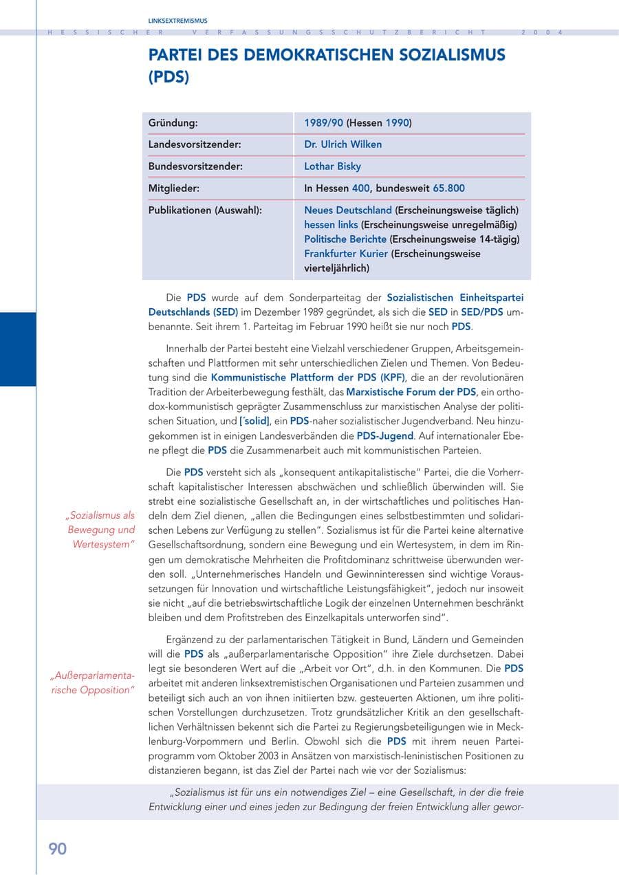 Seite 91 des Verfassungsschutzbericht 2004 Hessen
