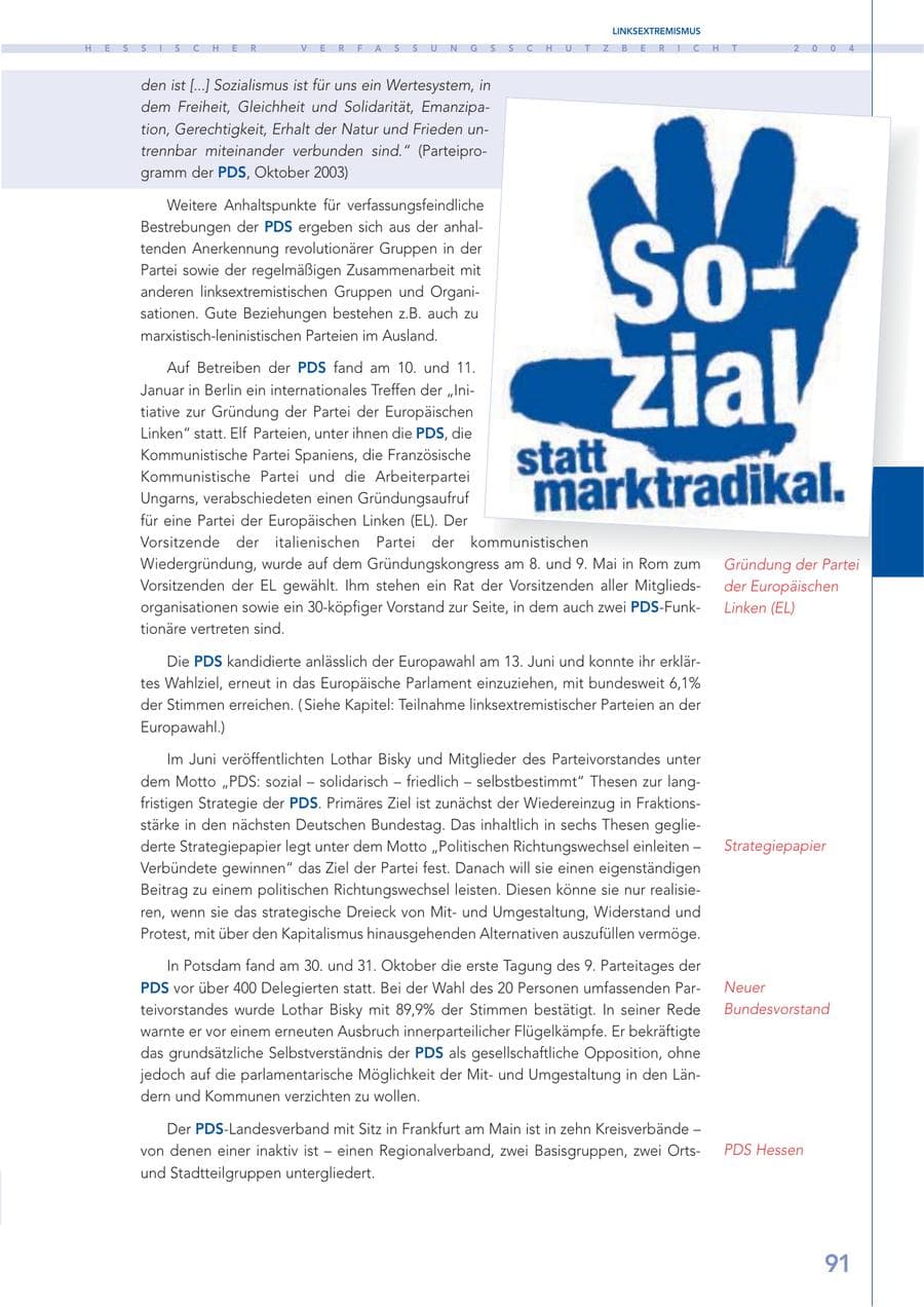 Seite 92 des Verfassungsschutzbericht 2004 Hessen