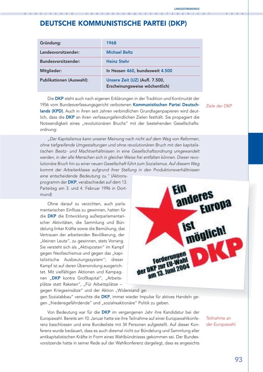 Seite 94 des Verfassungsschutzbericht 2004 Hessen