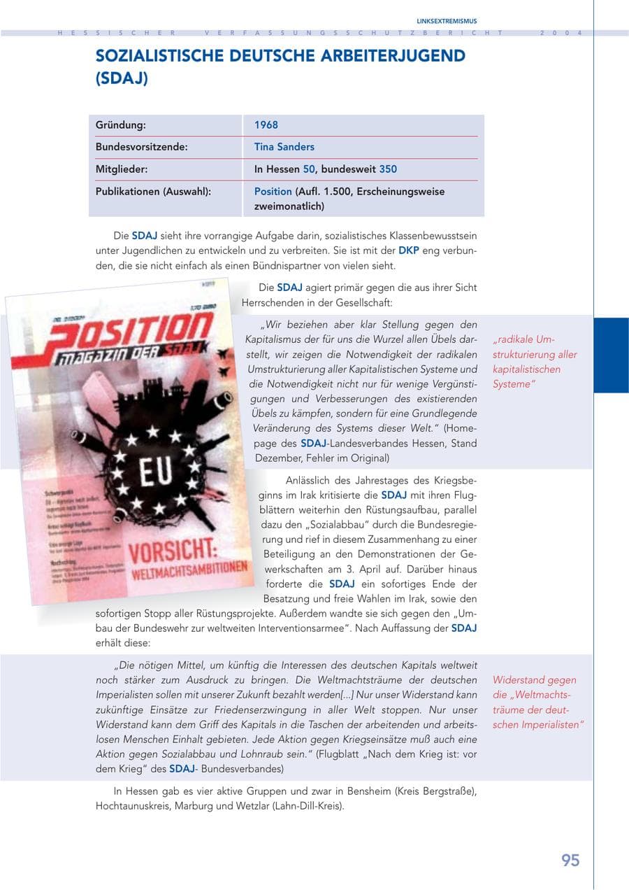 Seite 96 des Verfassungsschutzbericht 2004 Hessen