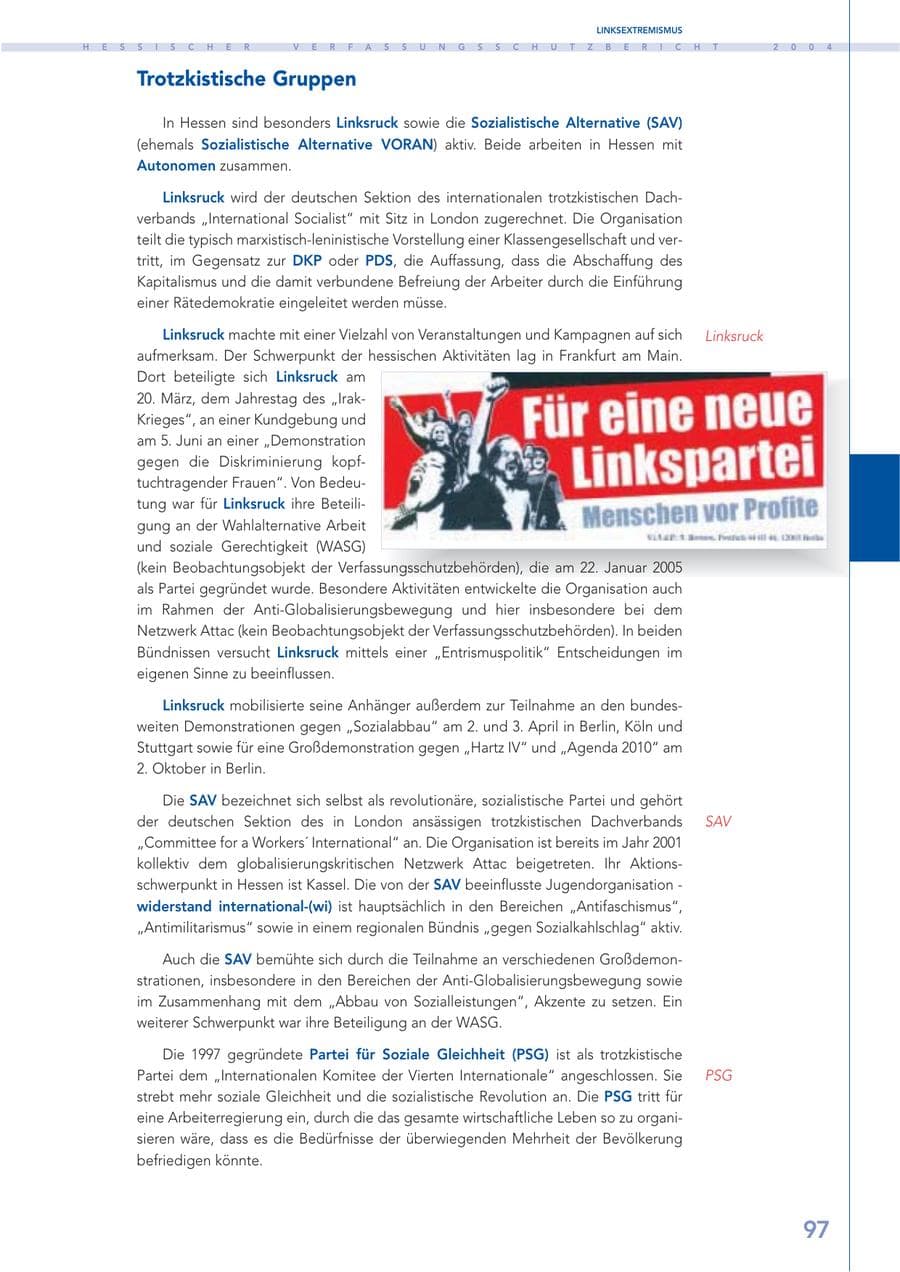 Seite 98 des Verfassungsschutzbericht 2004 Hessen