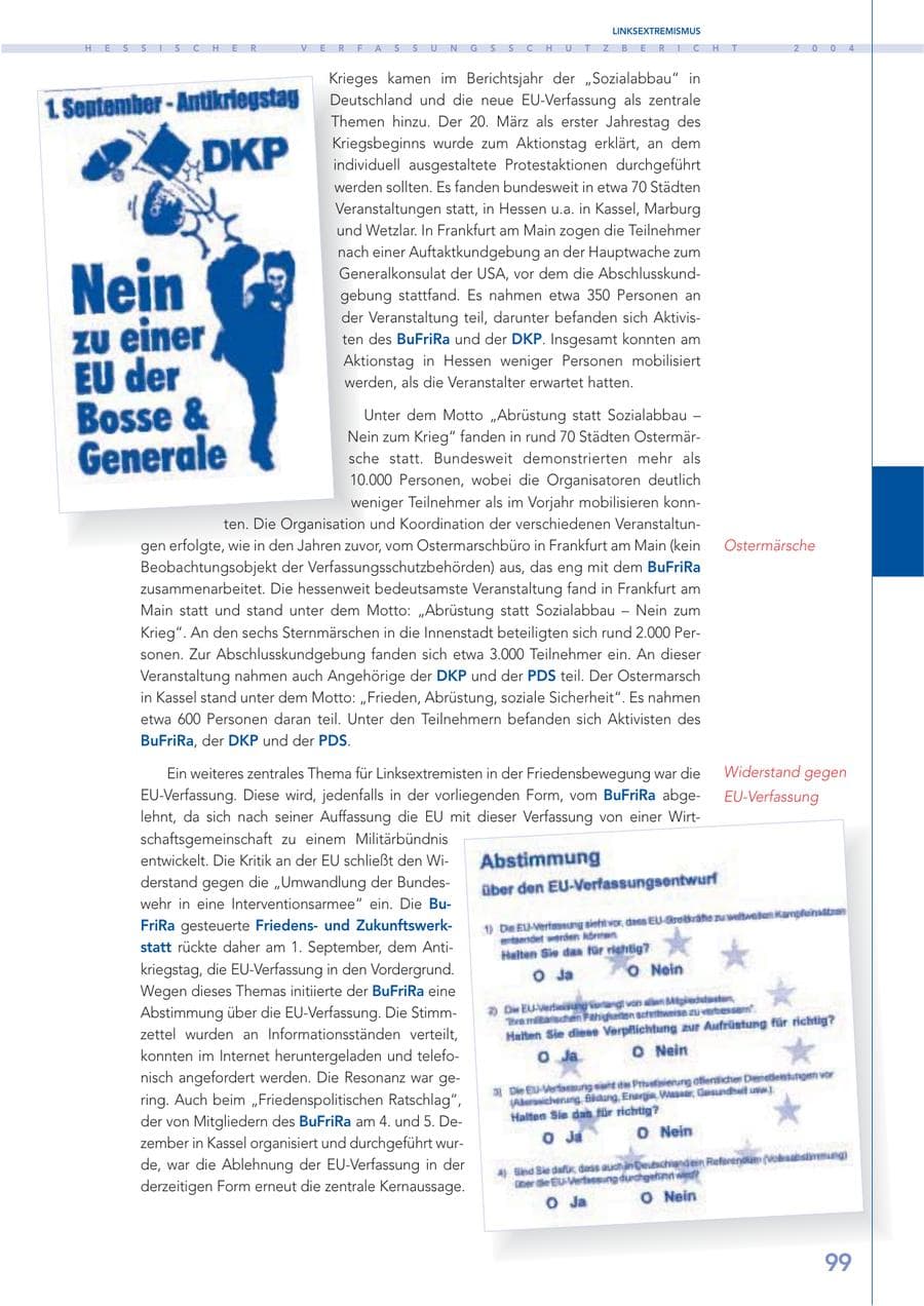 Seite 100 des Verfassungsschutzbericht 2004 Hessen