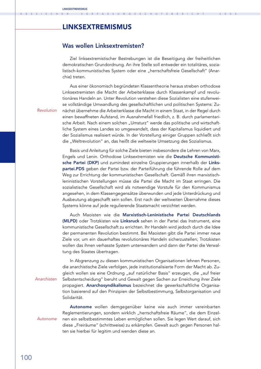 Seite 101 des Verfassungsschutzbericht 2005 Hessen
