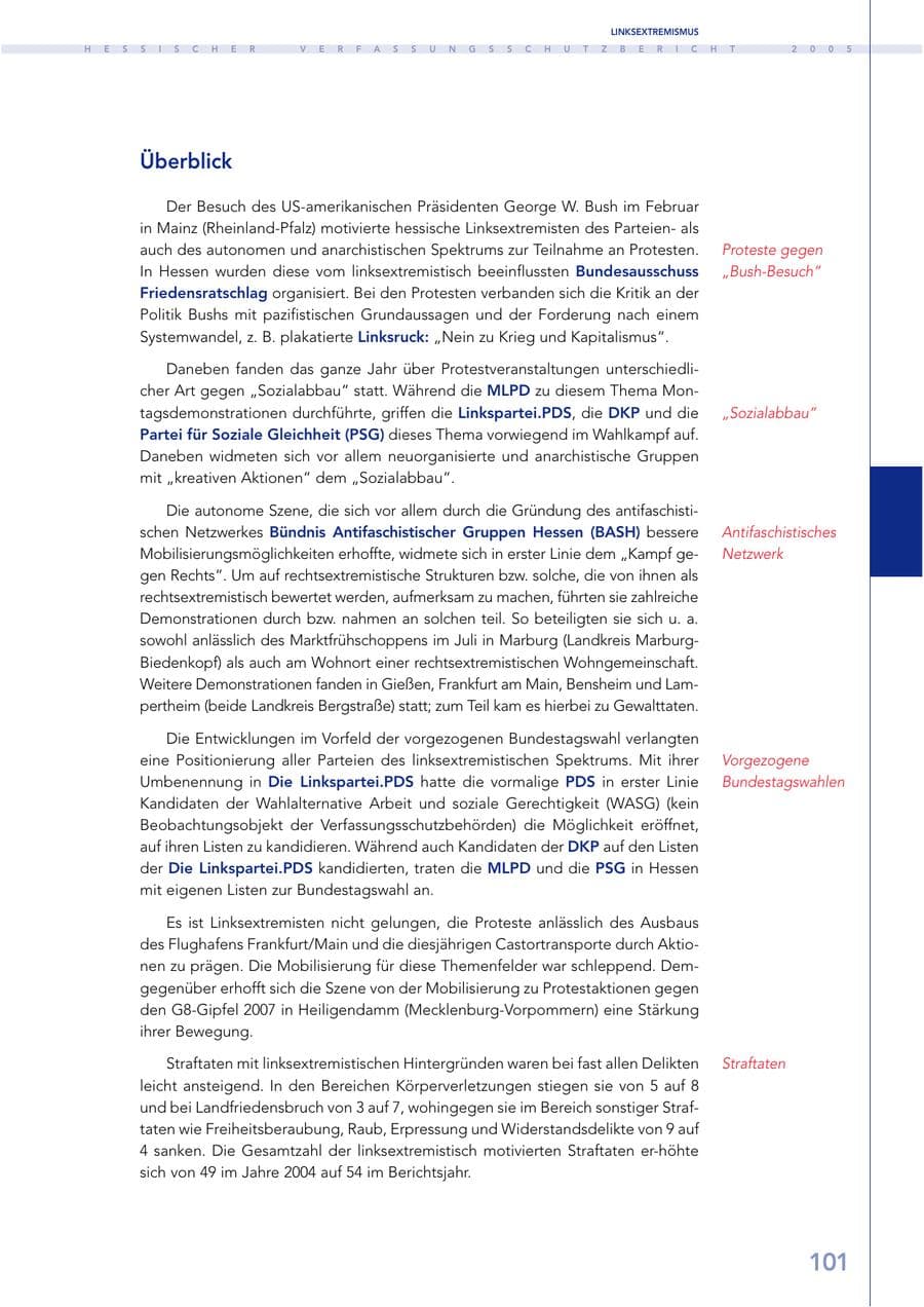 Seite 102 des Verfassungsschutzbericht 2005 Hessen