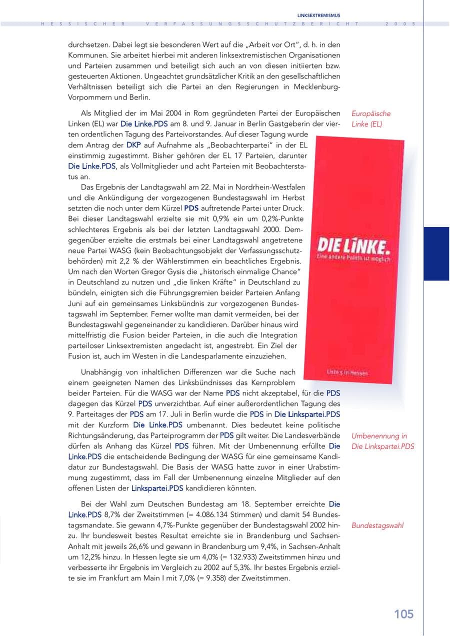 Seite 106 des Verfassungsschutzbericht 2005 Hessen