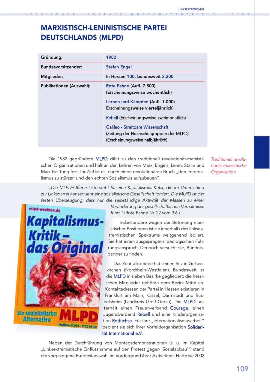 Seite 110 des Verfassungsschutzbericht 2005 Hessen