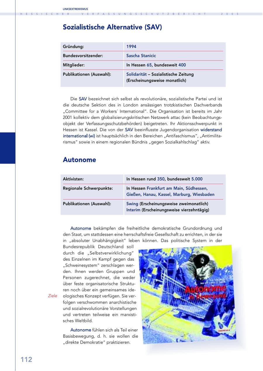 Seite 113 des Verfassungsschutzbericht 2005 Hessen