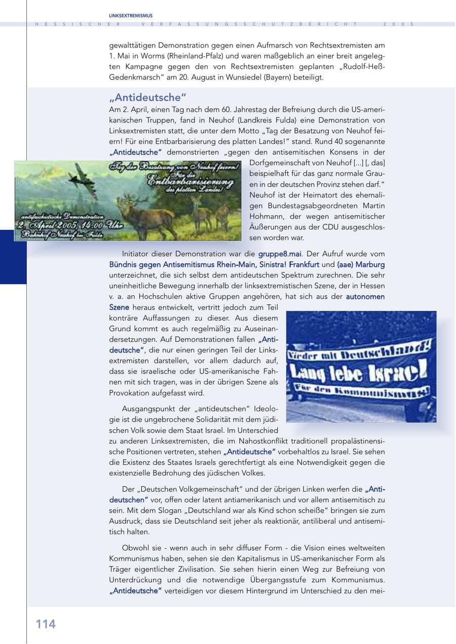 Seite 115 des Verfassungsschutzbericht 2005 Hessen