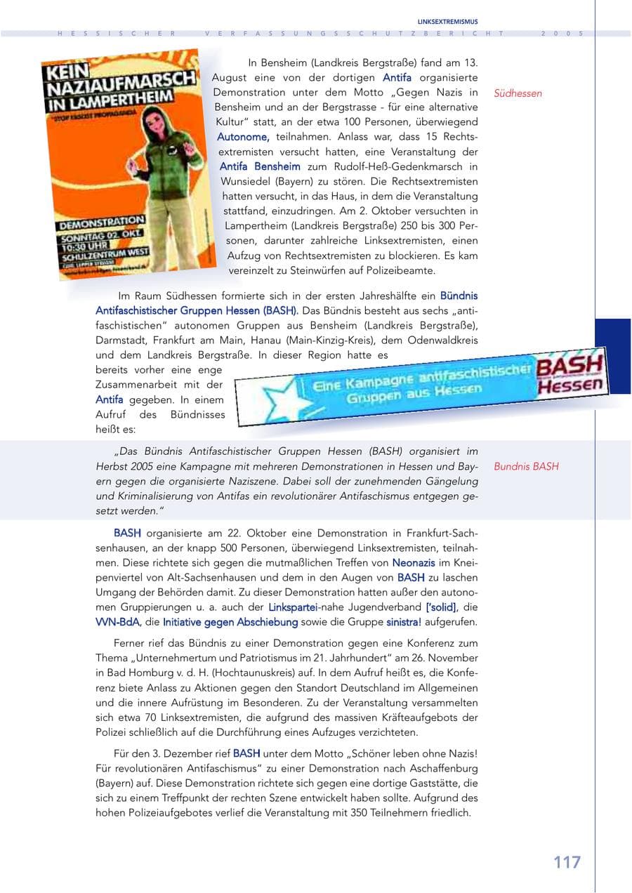 Seite 118 des Verfassungsschutzbericht 2005 Hessen