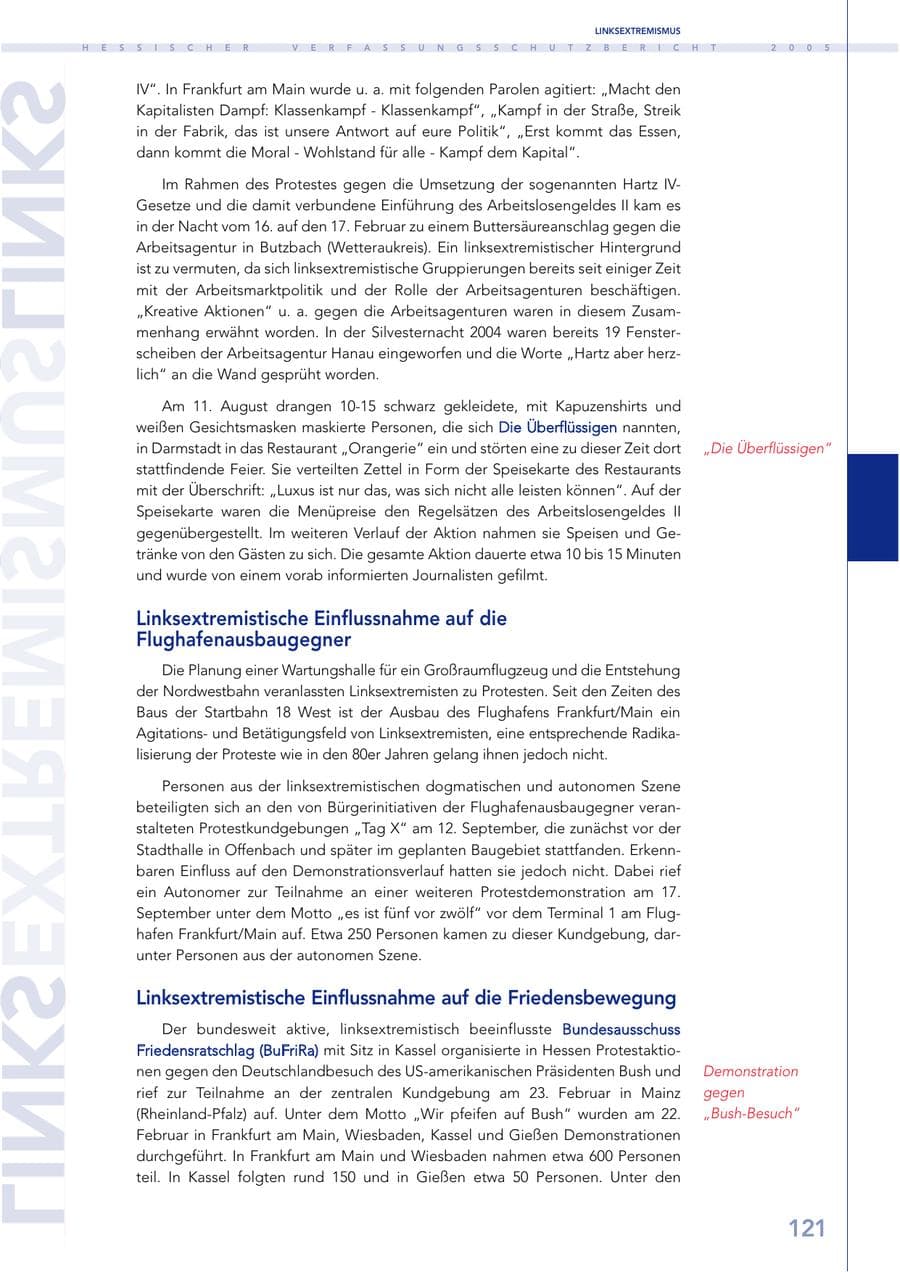 Seite 122 des Verfassungsschutzbericht 2005 Hessen
