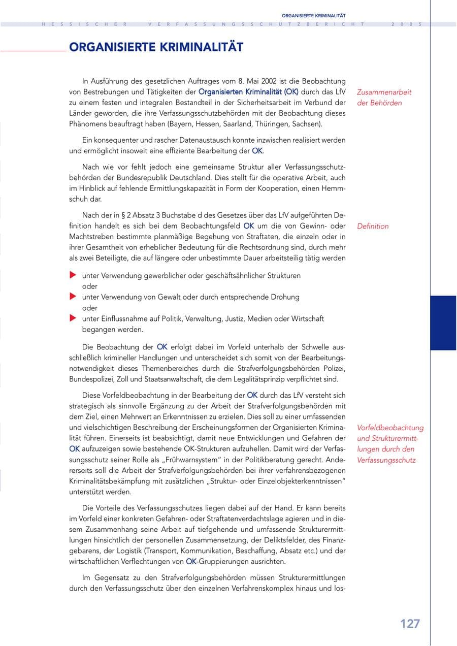 Seite 128 des Verfassungsschutzbericht 2005 Hessen