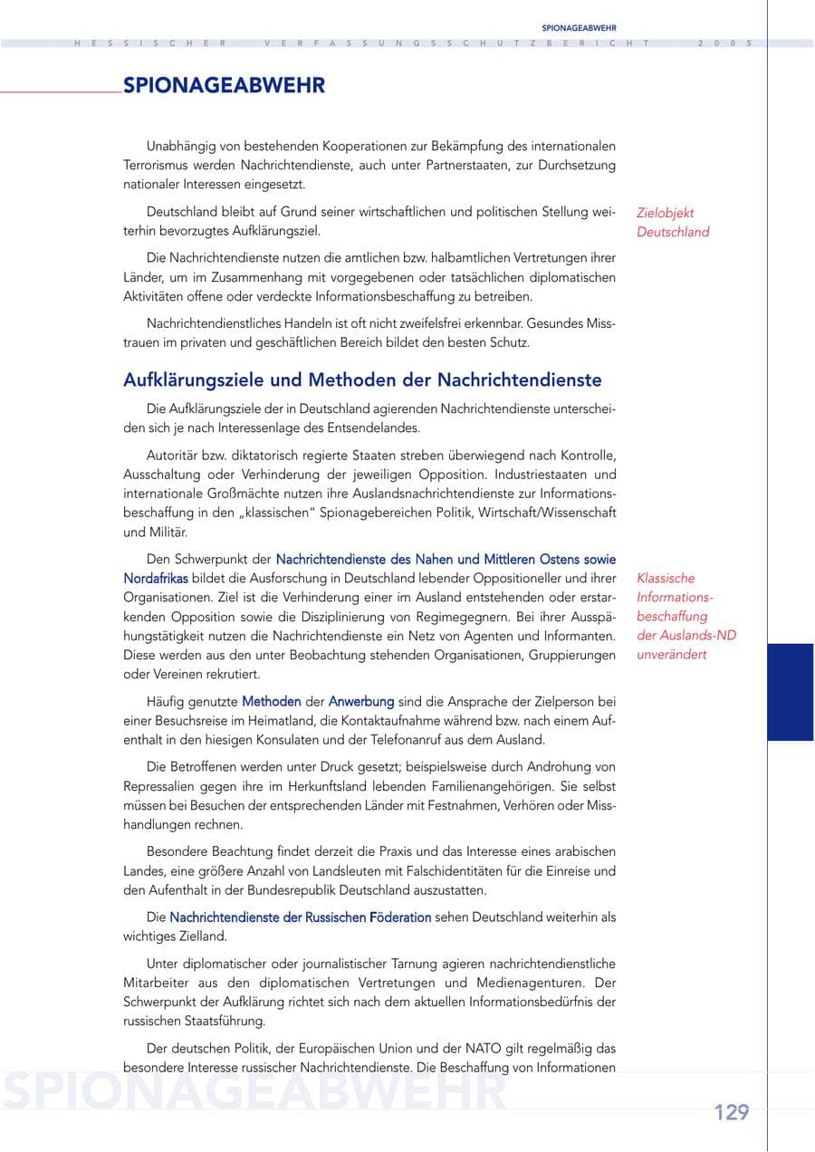 Seite 130 des Verfassungsschutzbericht 2005 Hessen
