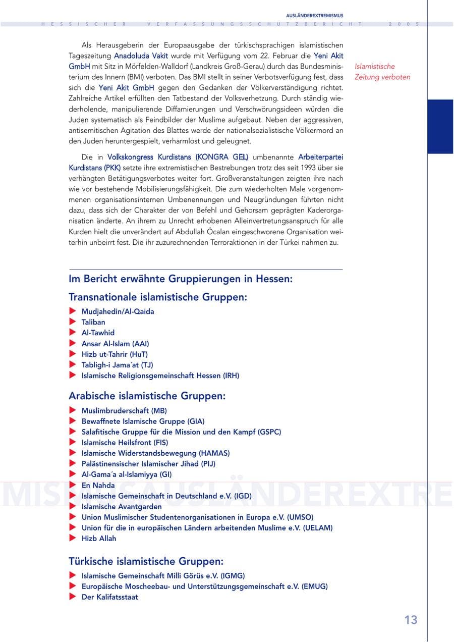 Seite 14 des Verfassungsschutzbericht 2005 Hessen