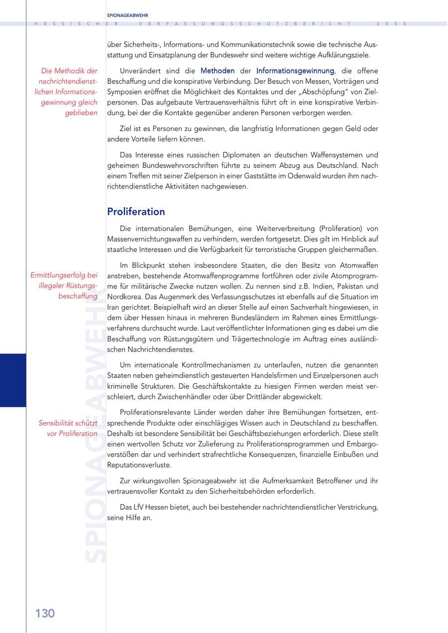 Seite 131 des Verfassungsschutzbericht 2005 Hessen