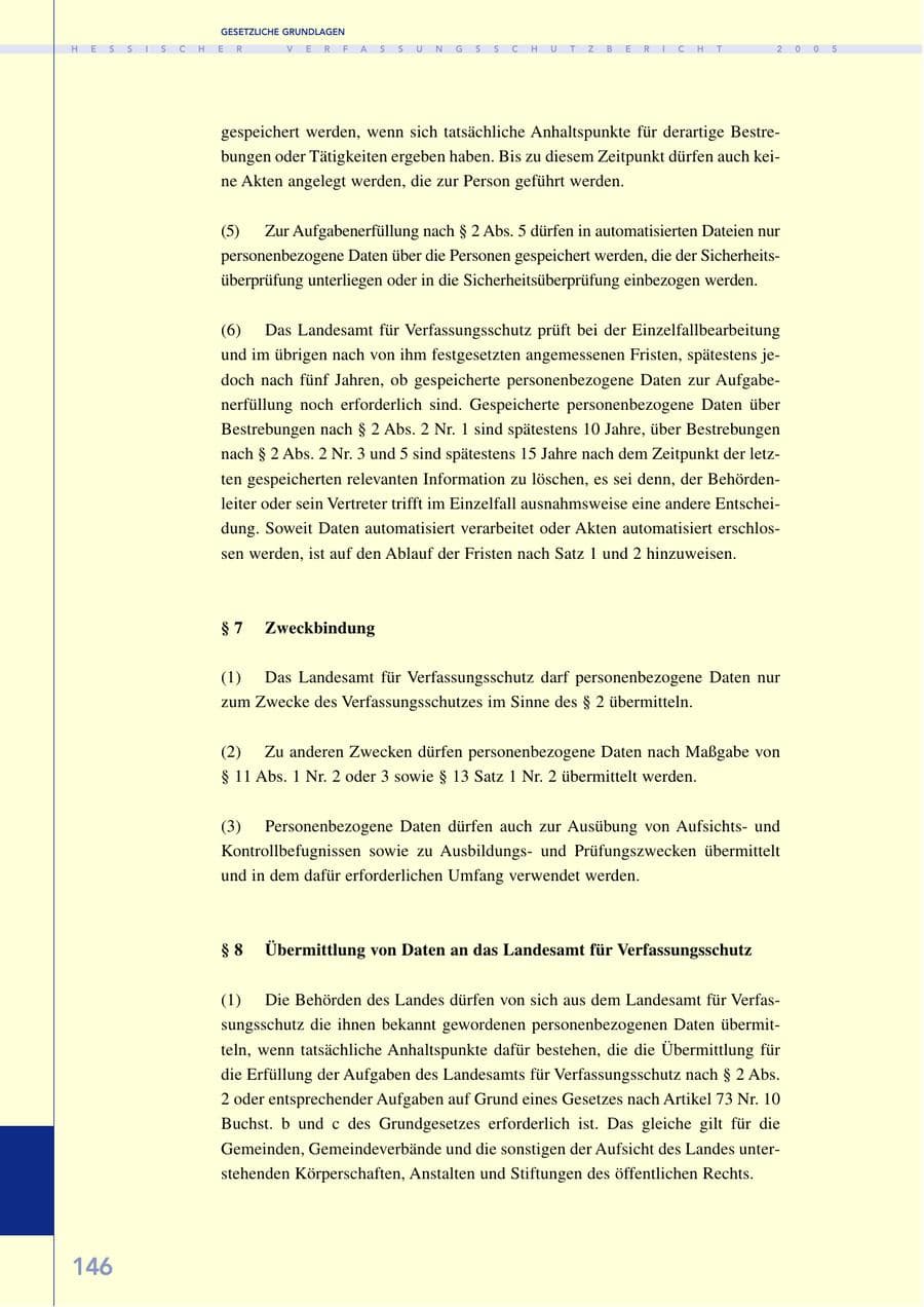 Seite 147 des Verfassungsschutzbericht 2005 Hessen