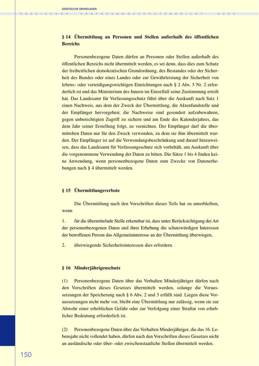 Seite 151 des Verfassungsschutzbericht 2005 Hessen