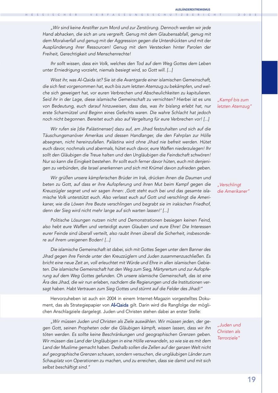 Seite 20 des Verfassungsschutzbericht 2005 Hessen