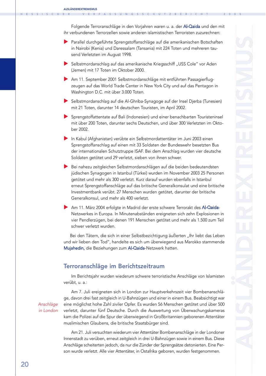 Seite 21 des Verfassungsschutzbericht 2005 Hessen
