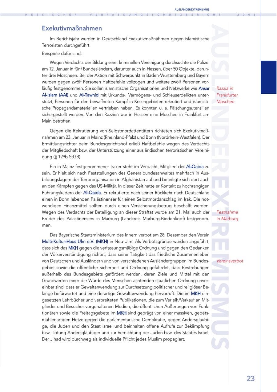 Seite 24 des Verfassungsschutzbericht 2005 Hessen