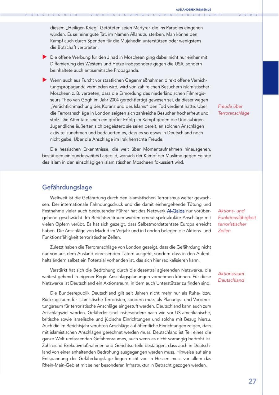 Seite 28 des Verfassungsschutzbericht 2005 Hessen