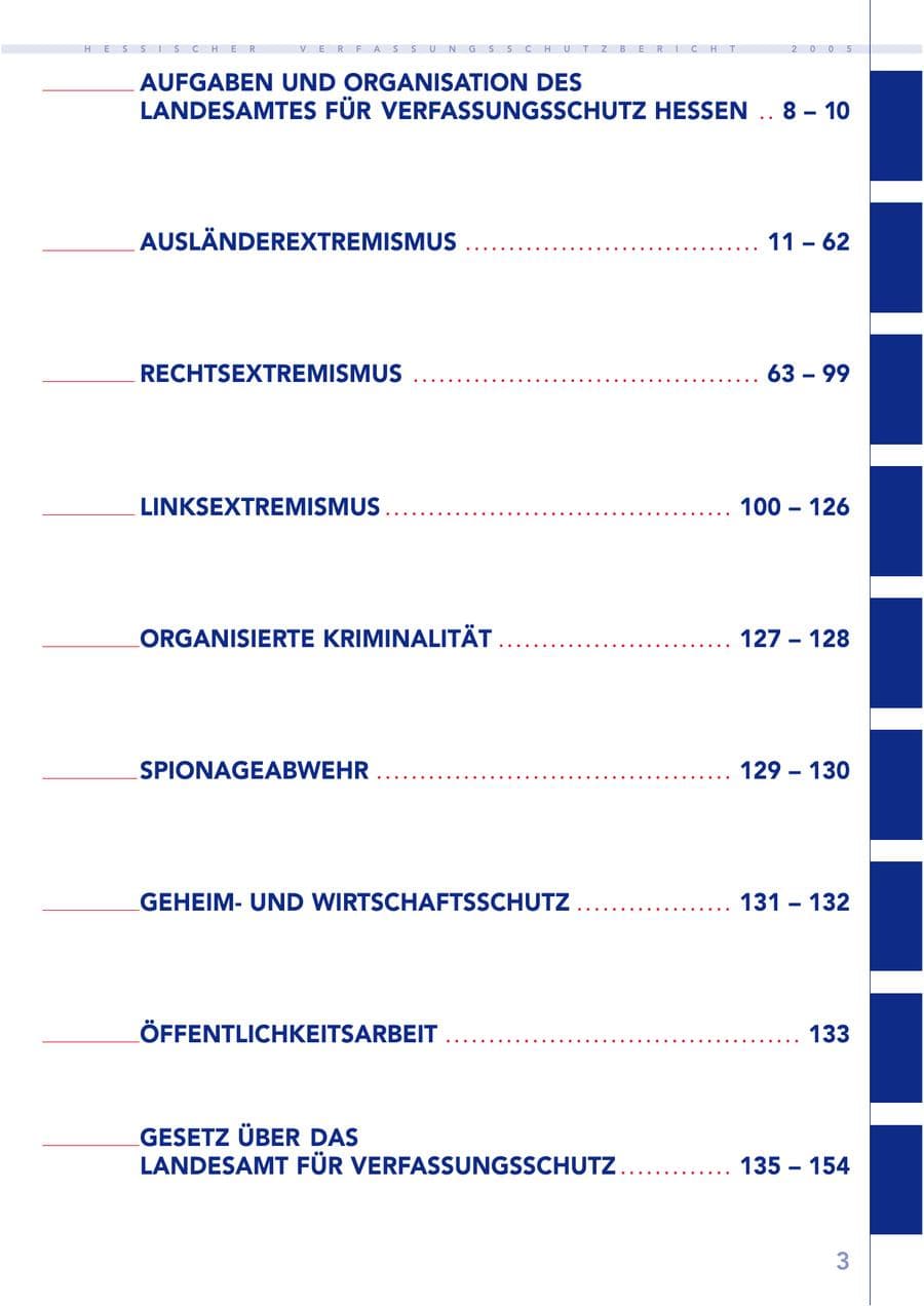 Seite 4 des Verfassungsschutzbericht 2005 Hessen