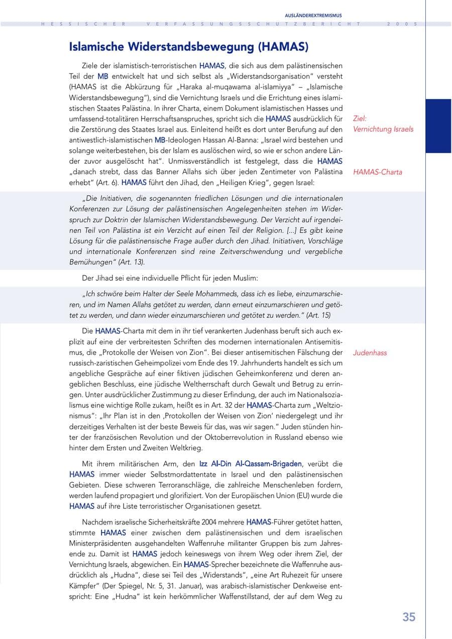 Seite 36 des Verfassungsschutzbericht 2005 Hessen