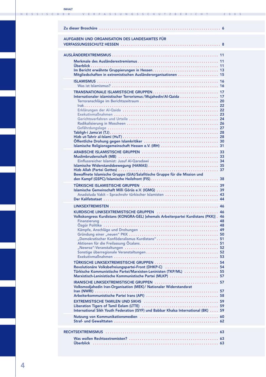 Seite 5 des Verfassungsschutzbericht 2005 Hessen