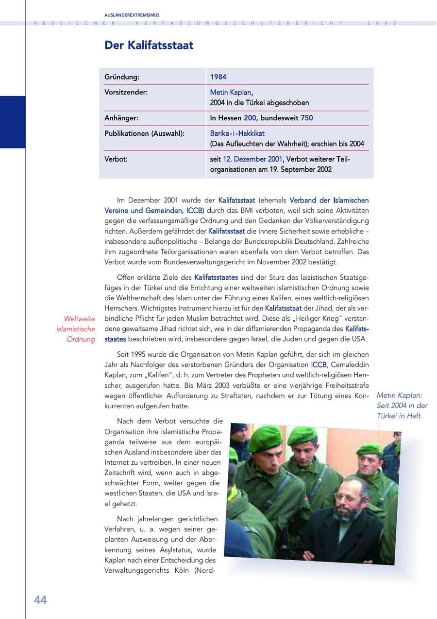 Seite 45 des Verfassungsschutzbericht 2005 Hessen
