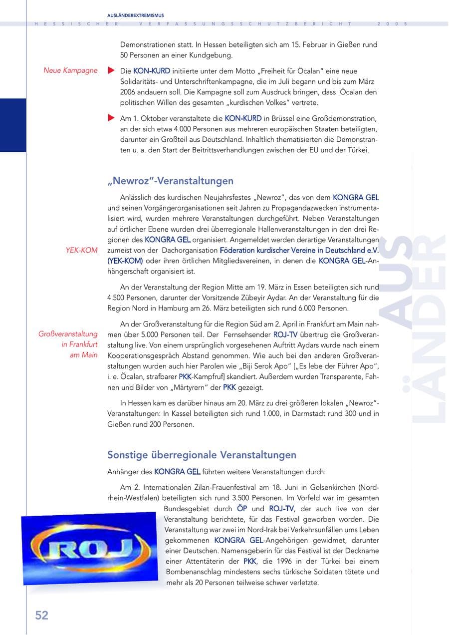 Seite 53 des Verfassungsschutzbericht 2005 Hessen
