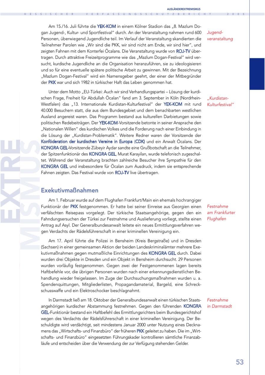 Seite 54 des Verfassungsschutzbericht 2005 Hessen