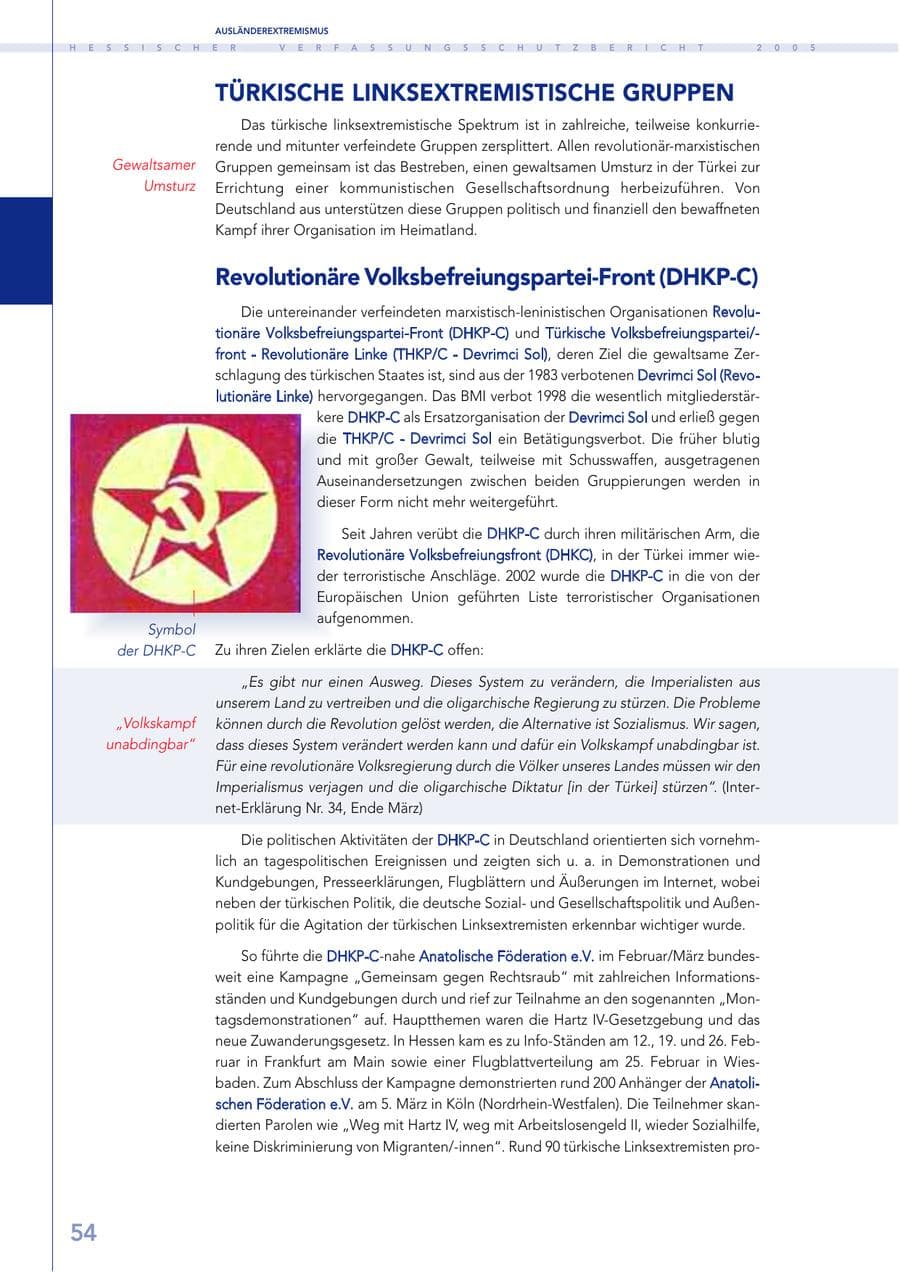 Seite 55 des Verfassungsschutzbericht 2005 Hessen