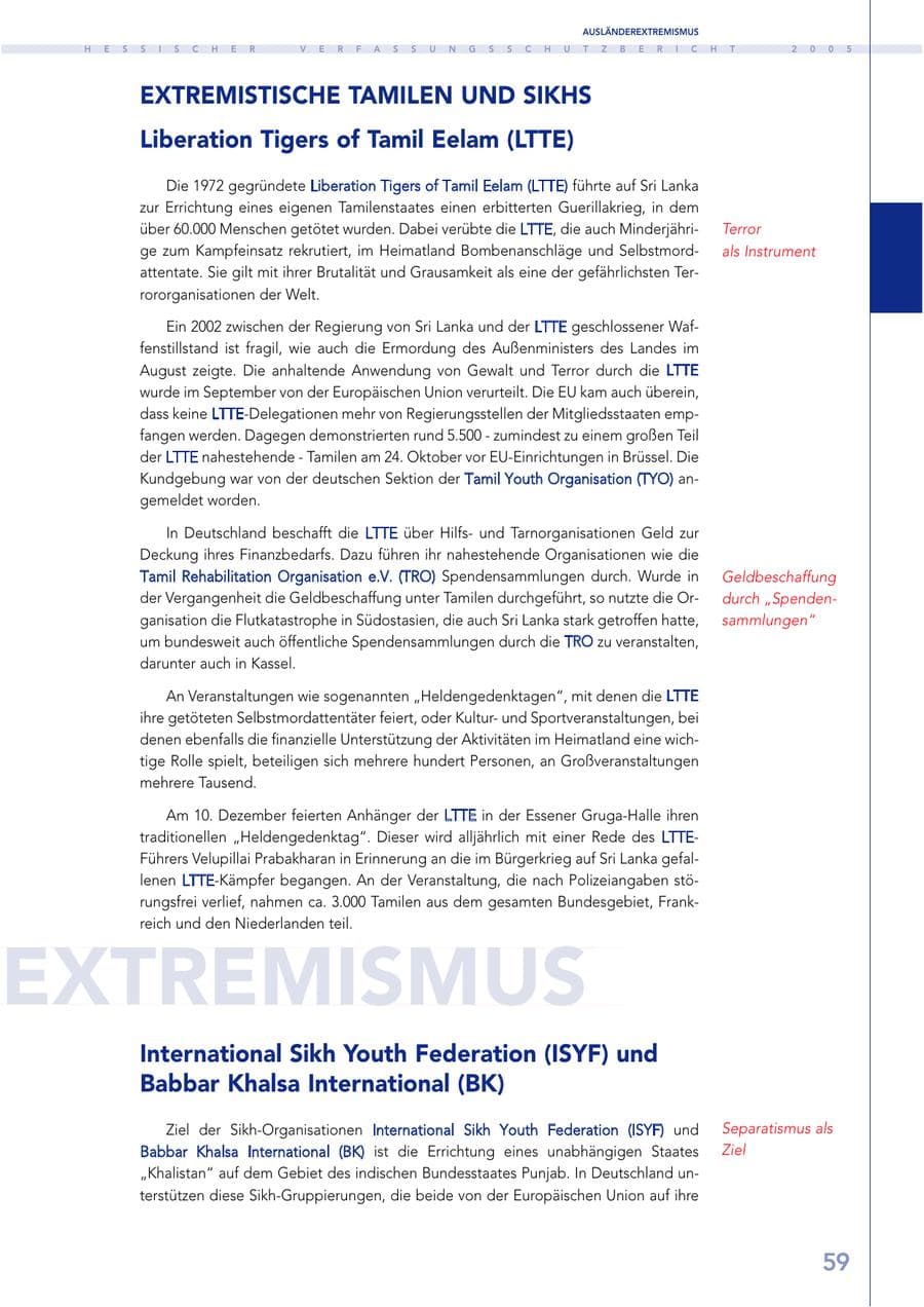 Seite 60 des Verfassungsschutzbericht 2005 Hessen