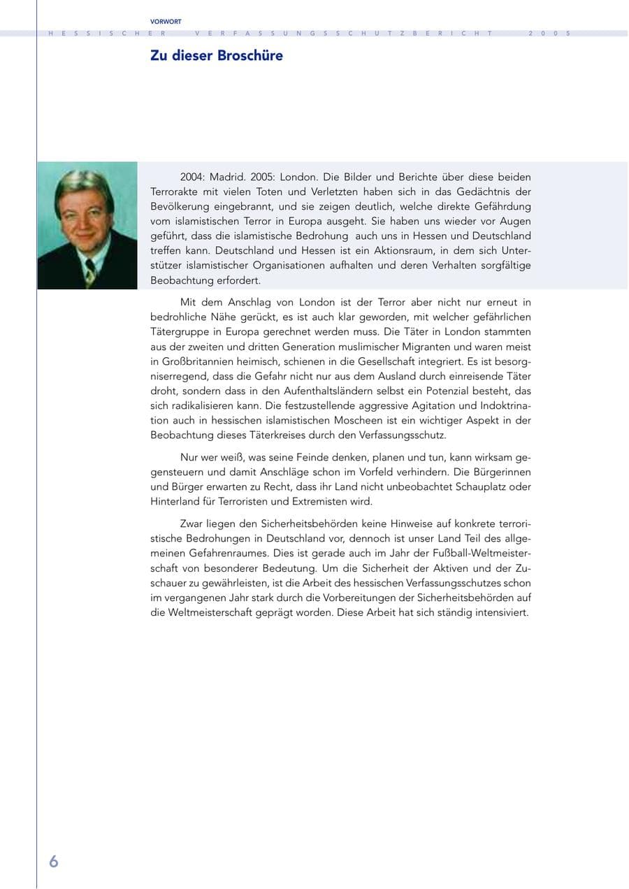 Seite 7 des Verfassungsschutzbericht 2005 Hessen