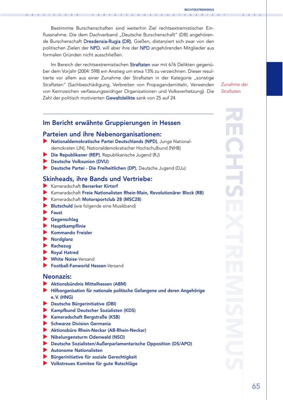 Seite 66 des Verfassungsschutzbericht 2005 Hessen