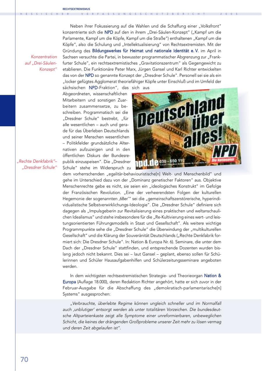 Seite 71 des Verfassungsschutzbericht 2005 Hessen