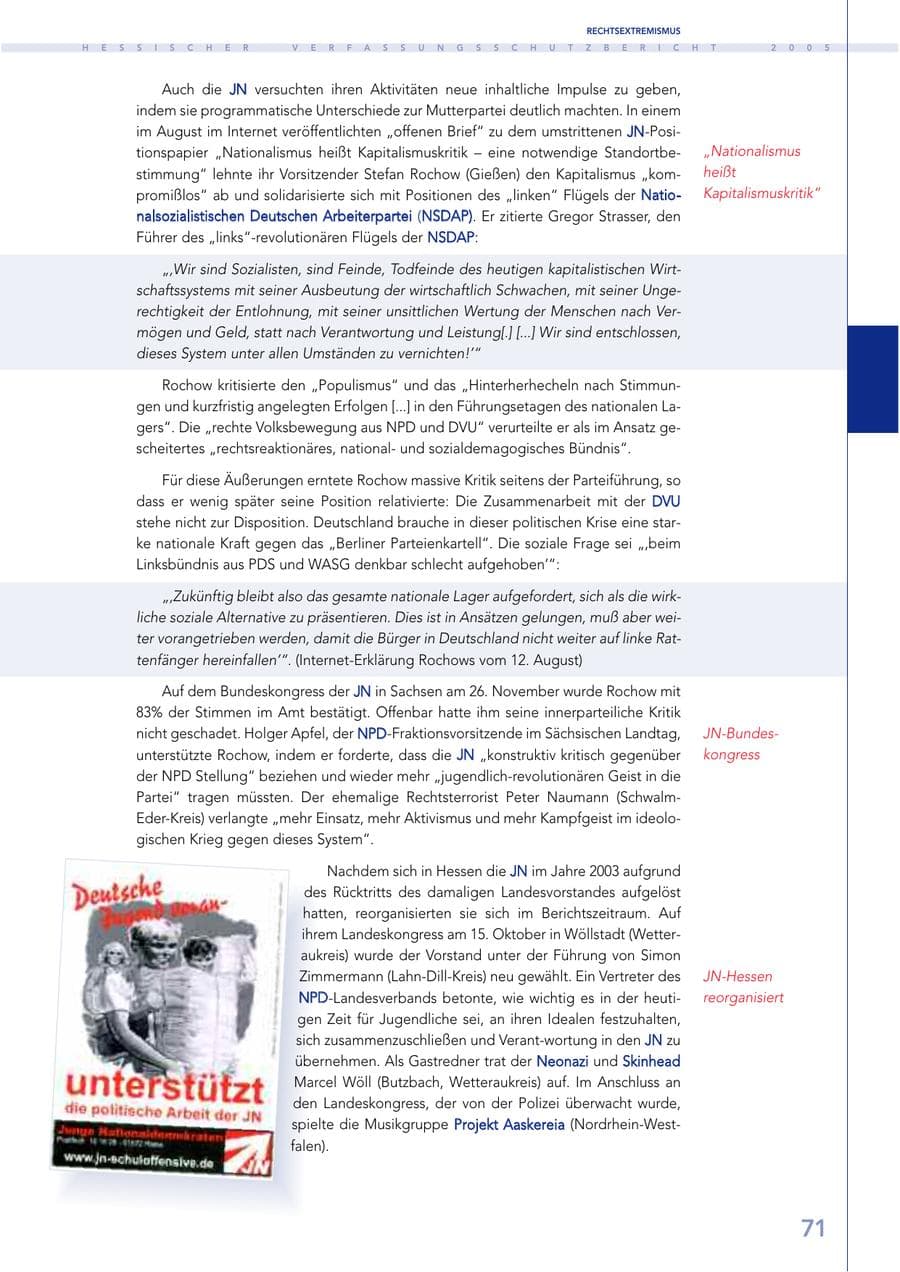 Seite 72 des Verfassungsschutzbericht 2005 Hessen
