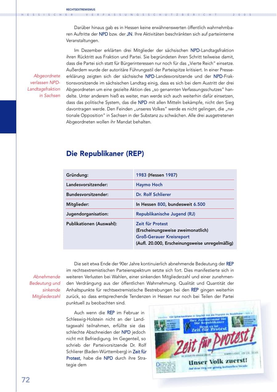 Seite 73 des Verfassungsschutzbericht 2005 Hessen