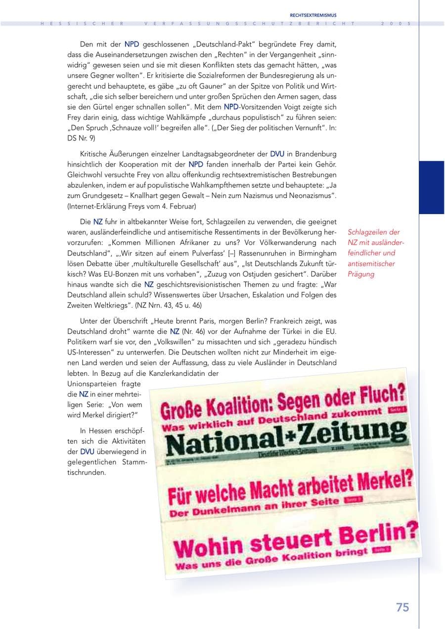 Seite 76 des Verfassungsschutzbericht 2005 Hessen