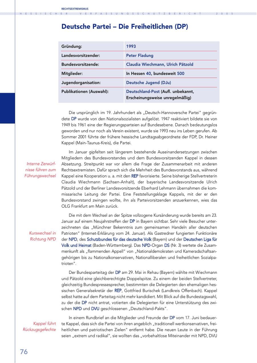 Seite 77 des Verfassungsschutzbericht 2005 Hessen