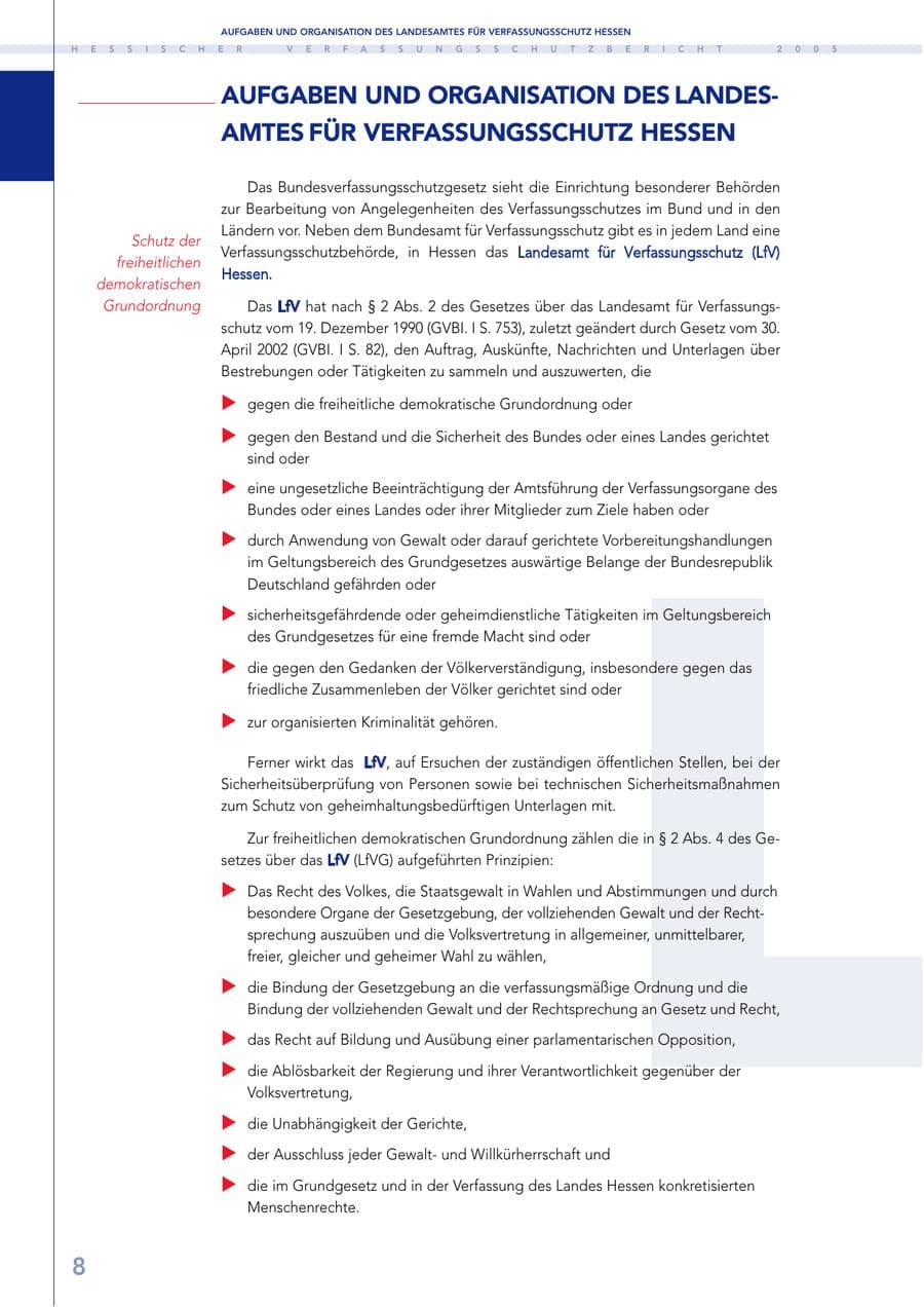 Seite 9 des Verfassungsschutzbericht 2005 Hessen