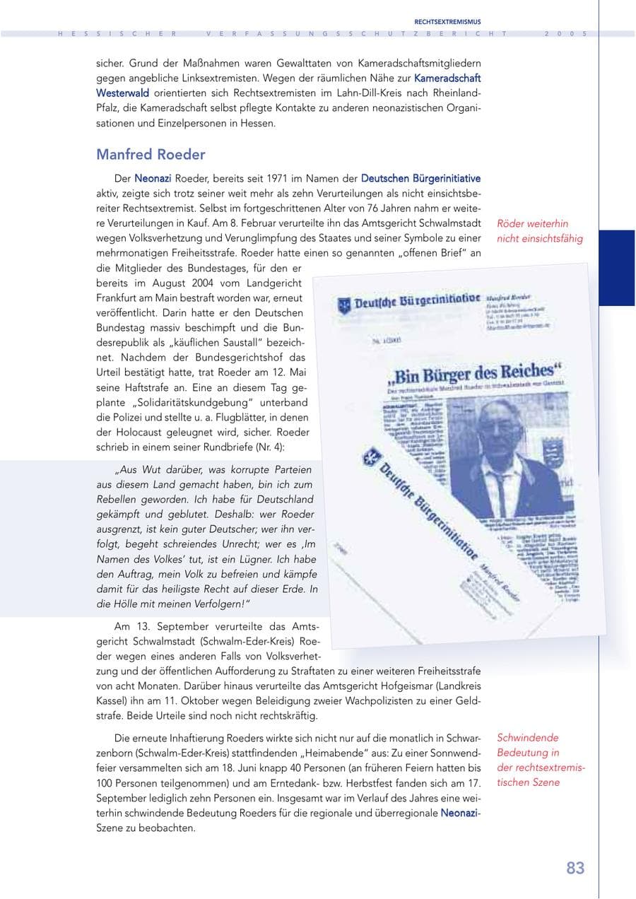 Seite 84 des Verfassungsschutzbericht 2005 Hessen